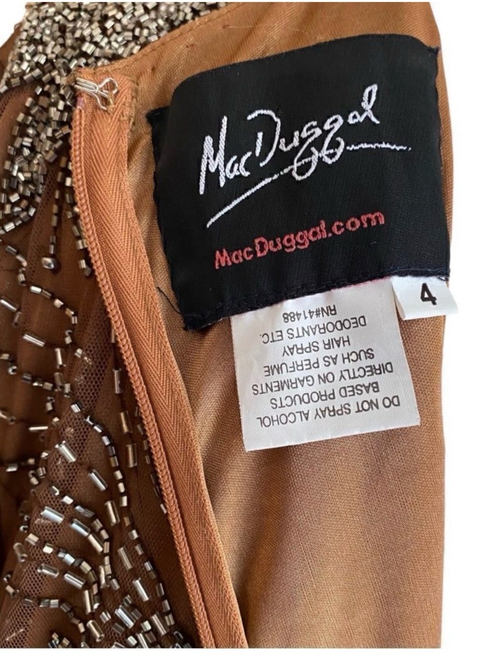 MacDuggal Beaded Cocktail Dress Size 4 - Picture 3 of 7
